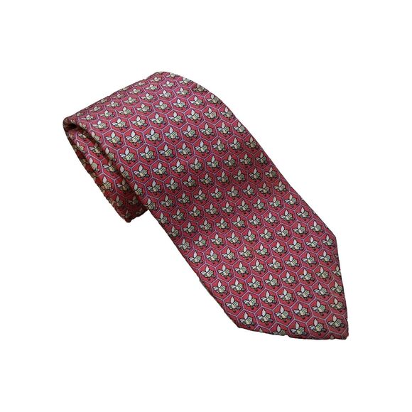 VINEYARD VINES Boys Pink Honey Bee Print Silk Neck Tie 50x3.0" Fun Cute Holiday - Picture 1 of 6